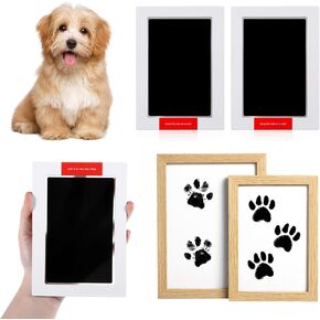 Vin Beauty 2 Packs Pet Paw Print Lension Kit inkless inkless و kit kit kit kit dog print kit kit clean touch ink pad مع إطارات صور خالية