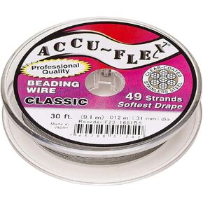 Accu-Flex Beading Wire Clear Nylon-Coated Stainless Steel 49-Strand 0.012-inch Diameter 30-Foot Spool