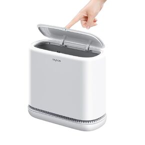 funest Bathroom Trash Cans, Garbage Can with Press Type Lid,14L Dogproof Slim Plastic Narrow Trash Bin,3.8 Gallon Garbage Bin for Home,Office and Narrow Place