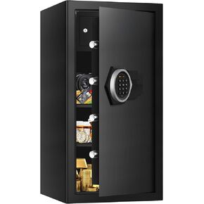 5.3 Cuft Large Home Safes مقاوم للماء ، مربع آمن للأمان الرقمي المضاد للسرقة مع لوحة مفاتيح قابلة للبرمجة و 3 أرفف قابلة للإزالة وضوء LED ، منزل مقاوم للمقاوم للأسلحة الأسلحة النارية