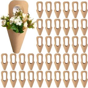 Fysuimu 24pcs أكياس هدايا زهرة كرافت عيد الأم معلقة معلقة أكياس الورق باقة الأزهار الزهور مع مقابض لحفل الزفاف ديكور المنزل ، 13.8 بوصة