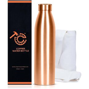 Copper Water Bottle For Drinking 34 Oz Extra Large - Smooth Ayurvedic 99% Pure Copper Vessel For Drinking - Drink More Water with Lower Your Sugar Content - Enjoy The Healthy Benefits on Christmas