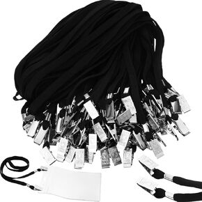 Patelai 50 Pack Clip Clip Lanyards 2 Hook Design Lanyards for Id Badges Mask Mask Mask Reck Reck Straps for Id Tag Card Keychain (Black)