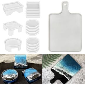 Resinworld 13.18 '' x 8.26 '' x 0.5 '' charcuterie board molds + choaster molds with route squar