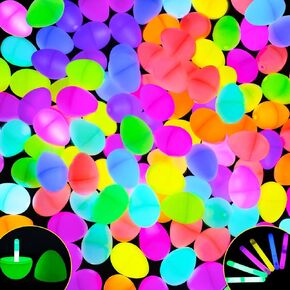 Mgparty Glow في مجموعة مطاردة البيض الداكنة - 144 بيض بلاستيكي قابل للملء مع 288 متوهجًا صغيرًا للأطفال - سلة عيد الفصح ، وفضلات الحفلات ، وجوائز الفصول الدراسية ، وإمدادات الألعاب