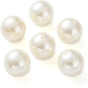 Ornazy 35 pcs 30mm Acrylic Imitated Pearl Beads for Craft Creamy White Faux Pearl Beads for Jewelry Making Bracelets Necklaces Hairs Decoration