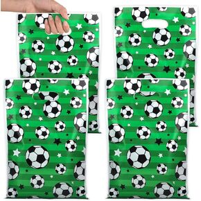 Peony Man 60 PCS Soccer Gift Bags Football Treats Candy Bags Plastic Cootccer Party Favor Bag Football Goodie Snack Bag for Sport Teams Events Firth