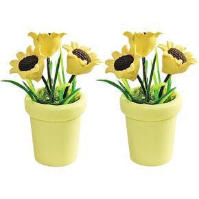 2pcs مصغرة عباد الشمس بونساي الديكور دمية أثاث الإكسسوارات