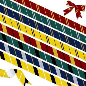 8 Pack Wizard Ribbon - 3/8 Inch x 3 Yards Each, Academic Stripe Grosgrain Ribbon, Classic School Color Ribbons for Hair Bows & Graduation Gift Wrap, Witch DIY Decoration