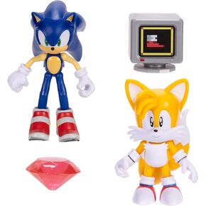 Sonic the Hedgehog 4 بوصة شخصيات مفصلية من الموجة #20 2pk - تشمل Sonic مع emerald الفوضى الحمر
