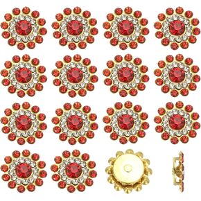 PATIKIL 100 Pcs Sew on Rhinestones, 14mm Flower Glass Rhinestones with Craft Gems Crystal Embellishments for Clothes Shoes Belt DIY Crafting Decoration, Black