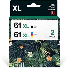 61XL Ink Cartridge Combo Pack Remanufactured for HP Ink 61XL Work with HP61 Envy 4500 5530 4502 5535 OfficeJet 4630 4635 4610 2620 DeskJet 1000 1010 1512 2540 Printer(Black, Tri-Color)