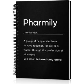 Pharmily Definition 160 Blank Pages Hardcover Spiral Notebook, Birthday Appreciation Gifts for Pharmacy Manager, Graduation Gifts for Future Pharmacist, Humour Gifts for Pharmacy Technician