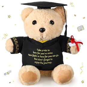 2025 Graduation Bear Graduation Gift Behind You All Your Memories Bear Class 2025 Graduation Plush Toy Stuffed Animal 9.84'' Inspirational Gift for Preschool High School University(Classic)