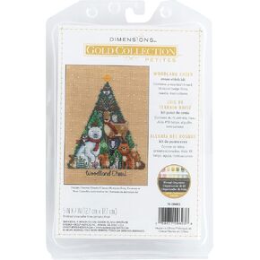 Dimensions Gold Collection Woodland Cheer Cross Cross Stitch Kit ، 5 "× 7" ، 18 CNT. بيج Aida 4 PCS