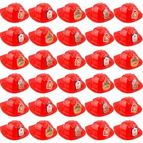 32 Pack Kids Firefighter Helmet Helmet Helmet Helmet Cosplay Hats مع ملصقات للأطفال إطفاء الإطفاء في عيد الهالوين ، 4 أنماط