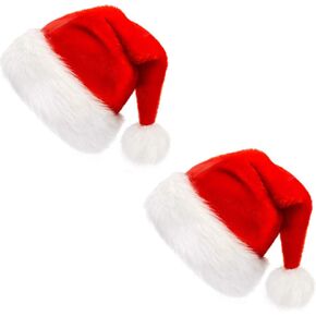 Ccinee Santa Hat for Kids ، عيد الميلاد سانتا هاتس فيلفيت الفخمة الحمر