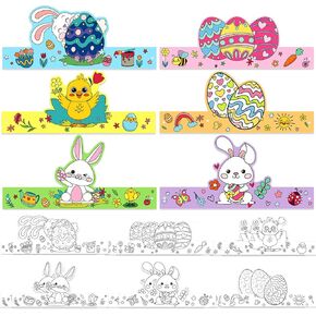 18pcs easter easter kits for Kids color your easter paper crowns hats party easter party decoration crafts bulk diy coloring arts with altastic altas