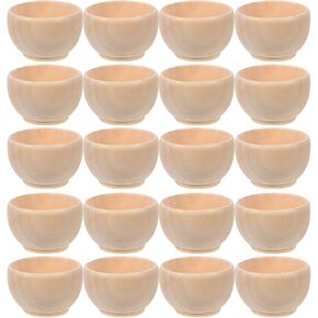 Luozzy 20 PCS Mini Wood Wood Bowl غير المصغرة المصغرة الأوعية الخشبية للقرص للرسوم DIY Art Crafts Dollhouse ، 1.49x1.49x0.94in