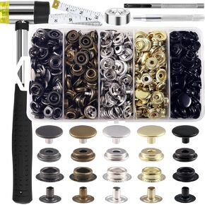 506PCS Stainless Steel Snaps, Heavy Duty Snap Fastener Tool, Canvas Snap Kit 5/8 inche Snap Fastener Kit, Snap Button Kit for Boat Cover, Repairing Boat Covers, Canvas, Sewing Tarps, Bag,Jeans,Clothes