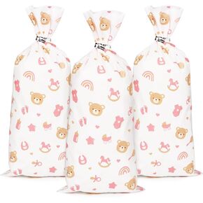 DDLP 100pcs Pink Bear Beaby Shower Cellophane Acags for Girl Bear Candy Favor