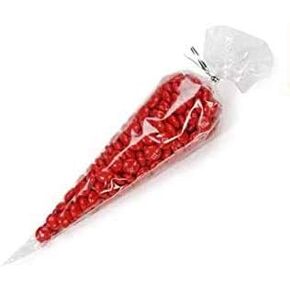 Cone Shaped Treat & Favor Bags Small Size: 8.5" x 3 1/8" (21cm x 8cm) Crystal Clear Cello/Cellophane Polypropylene - 100 Pcs
