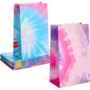 Zonon 24 PCS TIE صبغ الأكياس الورقية التمويه معالجة حقائب Goody الرجعية حقيبة هدايا ملونة حاويات حاويات حاويات ربطة الصبغة الحزب لصالح لوازم الديكور لعيد الميلاد