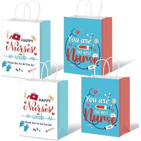 Heyinshen 12 PCS ممرضة الهدايا حقيبة التخرج التمريض حقيبة هدايا Happy Nurse Week Gifts أنت أفضل ممرضة هدايا حقائب الممرضات Week Craft Paper Goodie لحفلات التخرج الطبية RN