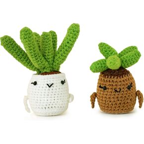 Altrego المصنوعة يدويًا الكروشيه الدعم العاطفي CACTUS CREW AMIGURUMI DOLLS زوج ، ديكور المنزل ، Stocking Stuffer
