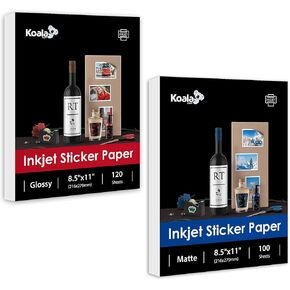Koala Inkjet Glossy Sticker Paper and Matte Label Paper Bundle Pack
