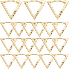 Sunnyclue 1 Box 20PCS REAL 18K GOLD BRASS BRASS HOOK HOUGGIE أقراط الطوق المثلث الذي يقوم بأطواق المثلثات المعدنية السائبة على شكل خطافات على شكل جواد