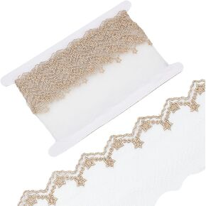 pligreat 10 ياردات من الدانتيل الذهبي الدانتيل المطرز النجوم الدانتيل الدانتيل الشريط الحساسة النسيج تطريز الدانتيل