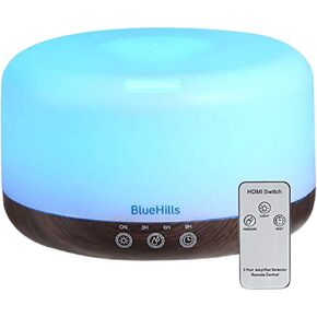 BlueHills Premium 2300 ML XL Large Essential Oil Diffuser Humidifier Combo for Large Room Home Huge Coverage Area 2 Liter Extra Large Capacity Huge Diffuser with Décor LED Lights Square White - L001