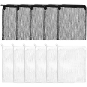 Aquarium Filter Media Bags with Zipper, 10 Pcs Aquarium Media Bag Reusable Aquarium Mesh Bag, Black, White (8" x 6")