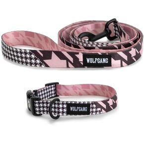 Wolfgang المقود الكبير وطوق قابل للتعديل ، طباعة Houndspink ، مجموعة حزمة الكلاب