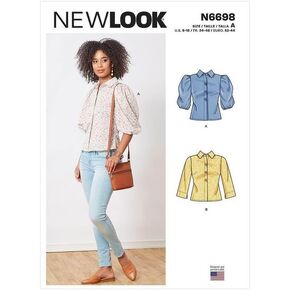 New Look Misses' Top Sewing Pattern Kit, Code N6698, Sizes 6-8-10-12-14-16-18