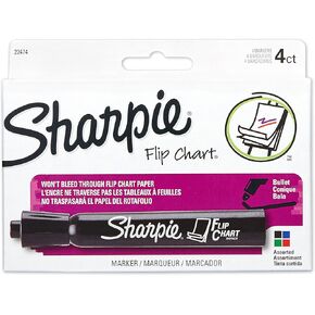 SHARPIE Flip Chart Markers, Bullet Tip, Assorted Colors, 4 Pack