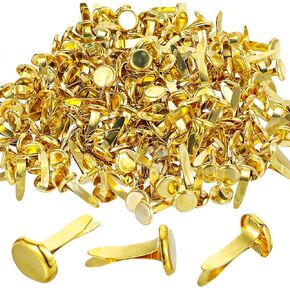 Nogeqi 200pcs brads للحرف الورقية ، السحابات النحاسية الورقية ، دبابيس مقسمة للبطاقات المصنوعة يدويًا ، لوازم DIY المصنوعة يدويًا (0.3 × 0.6 بوصة ، ذهبية)