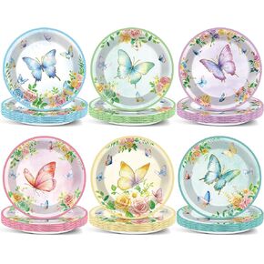 Wiooffen 80pcs لوحات عيد ميلاد لوحات لوحات الحفلات اللوازم 9 بوصة زهور الزهور أدوات المائدة الفتاة