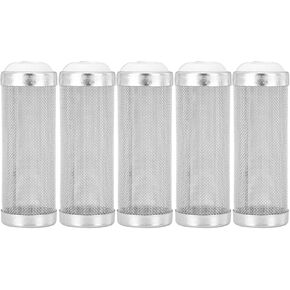 Joyzan Aquarium Filter Inflow Inlet Mesh, Stainless Steel Intake Shrimp Guard Protector Cover Screen Metal Fish Tank Prefilter Tube Strainer Net Protecting Basket Media Accessory 16mm 5Pcs Silver