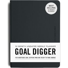 أهداف MI غير مؤرخة 12 شهرًا ، Digger Weekly Planner - تعزيز العادات الإيجابية ، والامتنان الممارسة وتشجيع الذهن - 280 PAGE PLANNER و JOURNAL ، Black B5 (6.9 × 9.8 بوصة)