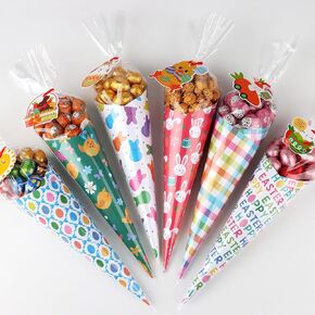 Giiffu Graduation Treat Acags- 60 Pack DIY DIY Sweet Sweet Cones على شكل أكياس حلوى مصممة مع حقيبة مثلث واضحة ، ورق التخرج والعلامة على GRAD Party Gift Favors Wrap ، Congrats Grad