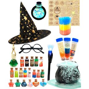 Potion Making Kit 50+ Magic Mix with Potion Bottles Hat Glasses & Invisible Pen Mystery Box Fairy Potion Craft Kit for Kids Girls Boy Craft Toy Gifts Age 6+