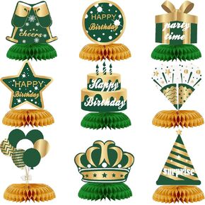 9pcs زخارف عيد ميلاد الذهب الأخضر قرص العسل للنساء للنساء الذهب الأخضر طاولة عيد ميلاد سعيد مركزية لوازم الحفلات 16