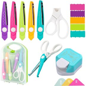 7pcs/مجموعة مقص حرفي 3 في 1 ركن ركن من الورق Paper Plage Paper Paper Paper Scissors with Box Storage Set 5 أنواع مقصات من الحواف Zig Zag لبطاقة الورق والمشاريع DIY ، والبطاقة والسردة.