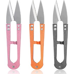 قاطع خيط خيوط 4.3 بوصة ، 3 أجهزة كمبيوتر عالية الكربون مقص الخياطة مقص Clipper Small Snips تقليص Nipper Multipurpose Stablies Portable Scissors for Stitch Crafts DIY مشاريع DIY (برتقالي وردي رمادي)
