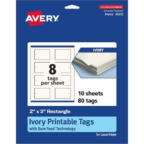 علامات قابلة للطباعة قابلة للطباعة AVERY مع تقنية التغذية المؤكدة ، 2 "× 3" ، بطاقة عاجية ، علامات طباعة إلى الحافة ، ليزر/نفث الحبر ، 200 إجمالي
