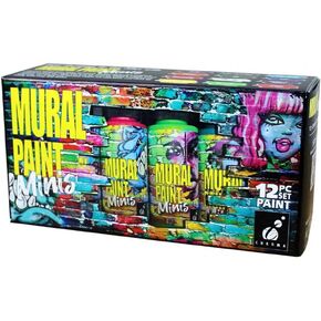 CHROMA Acrylic Mural Paint for Interior and Exterior Murals - Lightfast, Mixable, Hard-Wearing Vibrant Pigment, Set Of 12 Minis (2896)