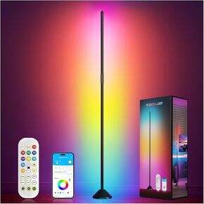 مصباح أرضي Daybetter ، مصابيح زاوية LED متوافقة مع Alexa و BGRIC و 1200 Lumen LED LED مع مزامنة الموسيقى و 16 مليون ألوان DIY ، مصباح أرضي واقف لغرفة النوم ، ديكور المنزل (حزمة واحدة)
