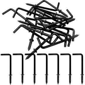Gun Black 1-1/2 Inch Square Bend Hooks Screw Hooks L Hooks Screw in L Screw Hooks, for Home/Workplace/Office（40Pcs）